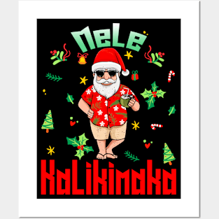 Mele Kalikimaka Christmas Santa Shaka Hawaii Posters and Art